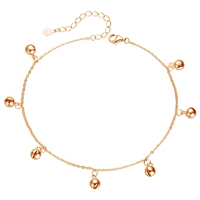 Колокольчик, золотой браслет на ногу, подарочная коробка, розовое золото