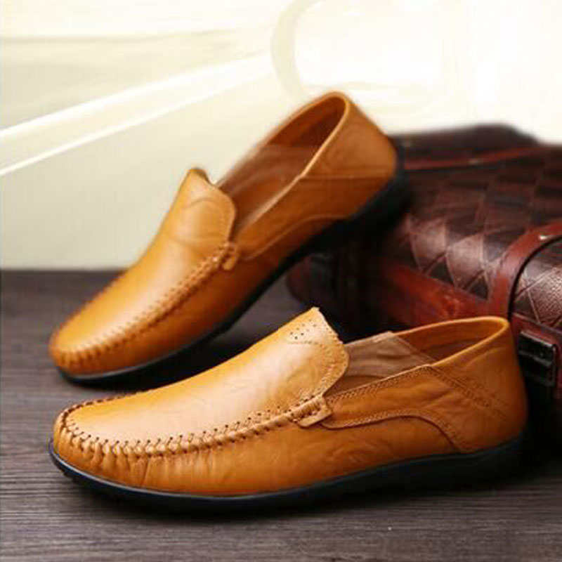 Head skin men bean shoes men and Korean leather skin shoes men and men's small size 46 men's shoes