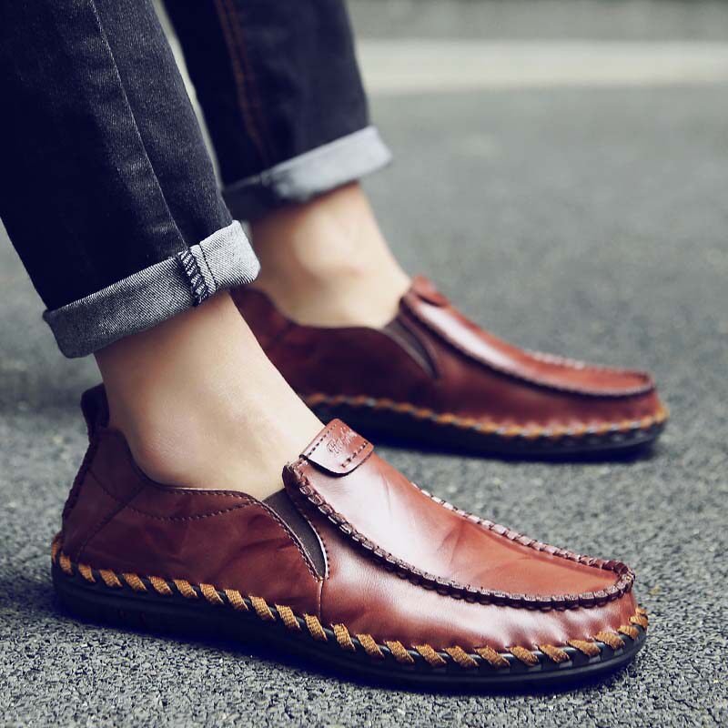 Men's shoes 2022 new summer trendy shoes youth men Doudou shoes men's Korean version all-match genuine leather lazy casual leather shoes