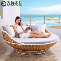 Outdoor vines Lying Bed Creative Bed Balcony Floor 1 8 m rattan Woven Large Bed Open-air Balcony Beach Vines Deckchairs