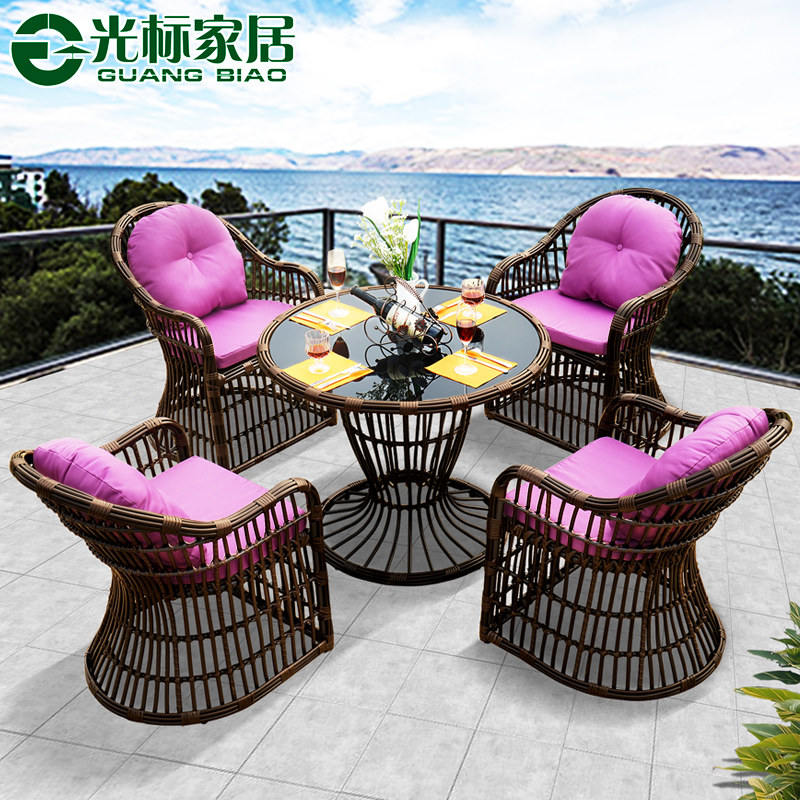 Curriculum Cafe Balcony Balgarden Garden Champions Five Piece Outdoor Table & Chair Euro-style Leisure Combination