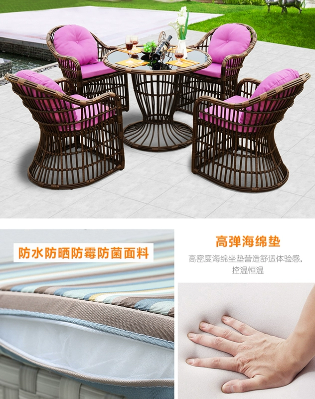 Cafe Bar Ban công Sân vườn Wicker Ghế năm mảnh Bàn trong nhà và ngoài trời Bàn ghế kết hợp giải trí châu Âu - Bàn ghế ngoài trời / sân bộ bàn ghế uống trà ngoài trời