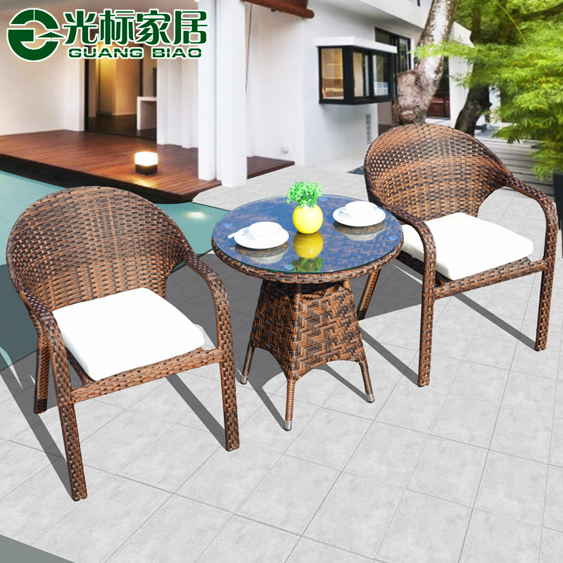 Rattan chair Three sets of balcony table and chairs Woven Waterproof Seat Gardening Rattan Table Aluminum Alloy Casual Chair Terrace Table and chairs