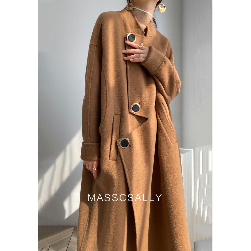 Cape double-sided cashmere woolen coat women's mid-length 2022 autumn and winter new high-quality woolen woolen coat