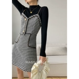 Шерстяное платье, демисезонный комплект, длинная трикотажная юбка, в стиле Шанель, коллекция 2023, средней длины, премиум класс, яркий броский стиль