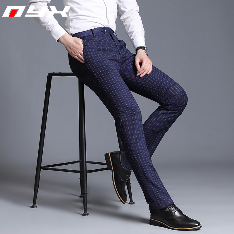 Striped business casual suit pants Men's Korean version of the trend slim straight trousers British style formal suit pants