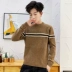 Thanh niên cổ tròn áo thun rộng cổ nam phiên bản Hàn Quốc của xu hướng áo len đẹp trai mùa thu quần áo nam - Kéo qua