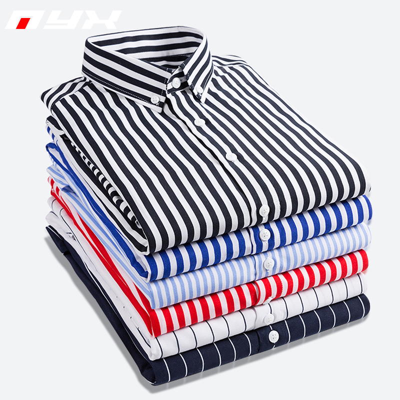 Spring large vertical stripe long-sleeved shirt men's Korean version of the trend handsome shirt youth social spirit guy inch shirt