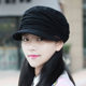 Hat female Korean tide spring and autumn show face small flat cap mother cap peaked cap big head circumference beret fashion cloth cap