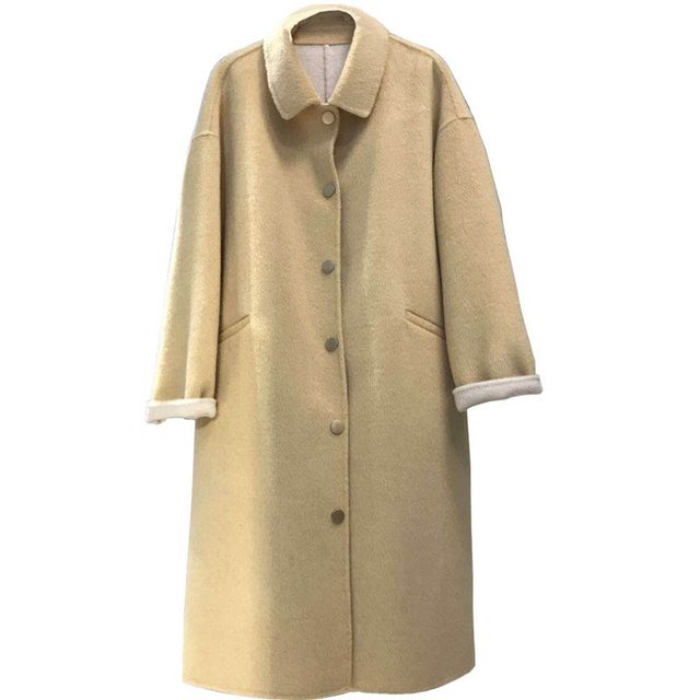 2023 new autumn and winter dopamine loose wool coat high-end big brand double-sided zero cashmere coat