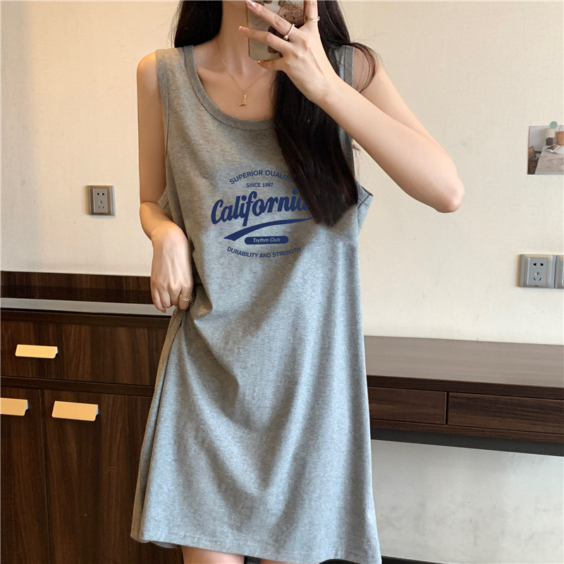 Summer Sleeveless Tank Top Dress, Pure Cotton Nightgown, Can Be Worn Outside, Casual Loungewear, Sexy and Alluring Sleepwear, Trendy Summer Sleeveless Tank Top Dress, Pure Cotton Nightgown, Can Be Worn Outside, Casual Loungewear, Sexy and Alluring Sleepwear, Trendy