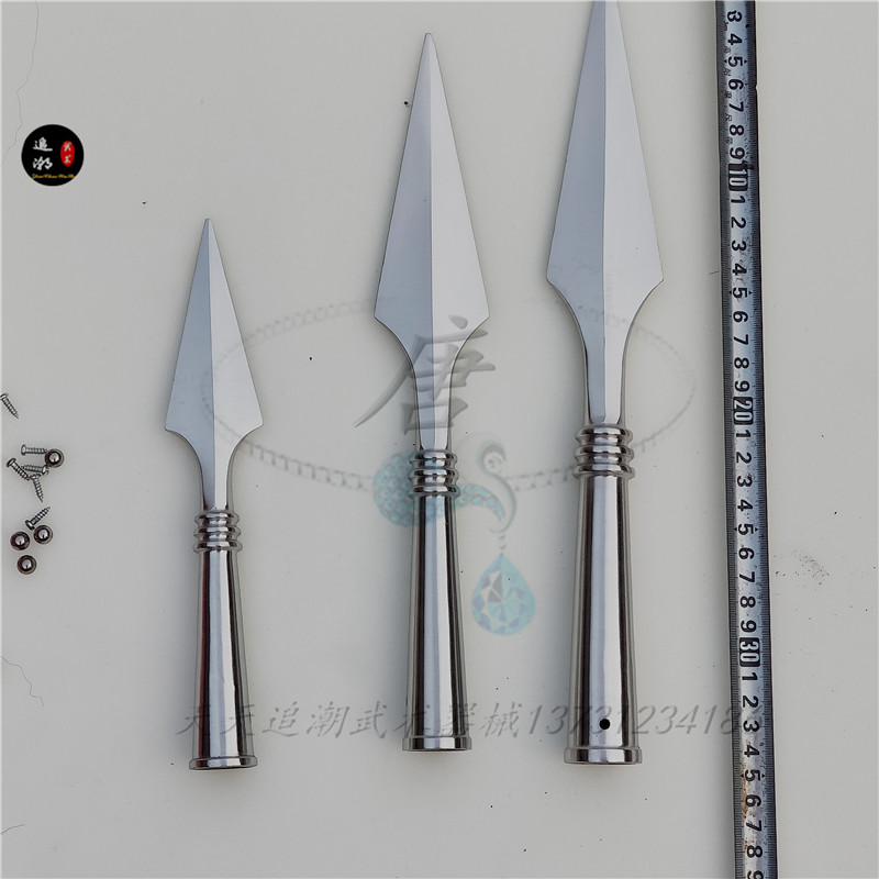 Stainless steel gun head long gun head bully gun head martial art gun fight wild boar gun red tassel gun head unopened