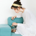 Đầm trắng tay dài xuân hè 2019 phiên bản mới của Hàn Quốc có cạp cao dài lệch thân váy tươi nhỏ - Váy eo cao mẫu váy khoét eo	 Váy eo cao