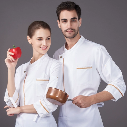 Шеф-повара одежда высокого класса с длинными рукавами осенняя и зимняя рабочая одежда мужская одежда Женщины Западные рестораны Пекари обратно кухонная рабочая одежда настройка одежды