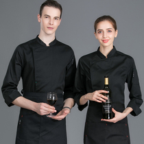 High-end chef overalls long sleeve cotton men and women autumn and winter high-end dining kitchen hotel Western restaurant custom