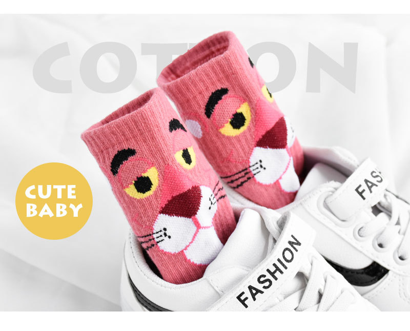 Mùa thu mới cotton trẻ em vớ hoạt hình màu hồng hổ in trẻ em dễ thương vớ cô gái vớ quần tất 3d cho bé gái
