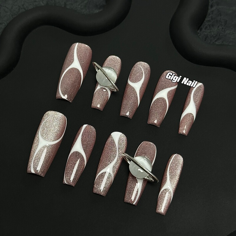 Light Luxury Style Pink and Silver Gradient French Manicure Patches with Star Rhinestone Decoration, Versatile Sweet and Cool Detachable Wearable Nails Light Luxury Style Pink and Silver Gradient French Manicure Patches with Star Rhinestone Decoration, Versatile Sweet and Cool Detachable Wearable Nails