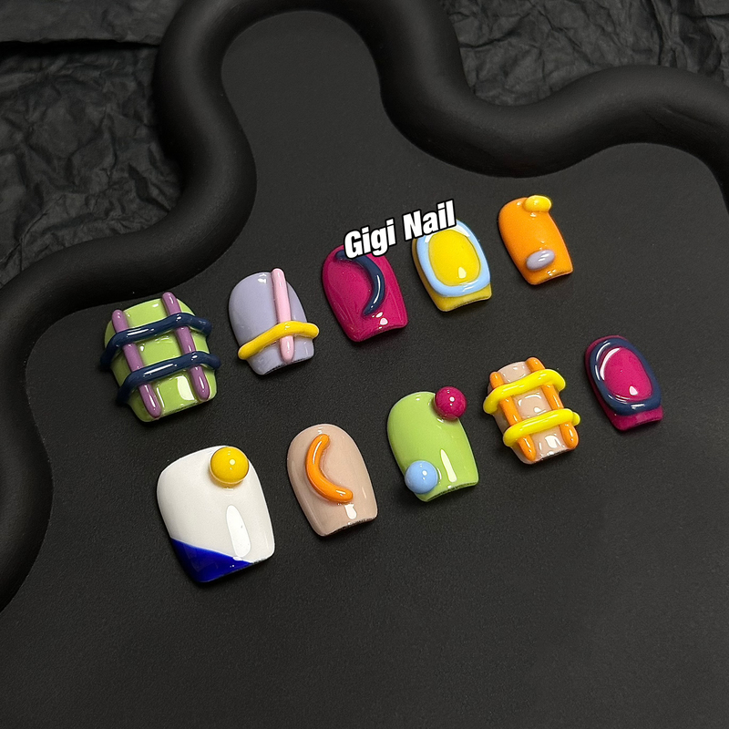 Gigi Nail She Purely Handmade Tyrande Colorful Fun Wearable Nails Whitening Hot Girl Student Manicure Autumn and Winter Short Nails