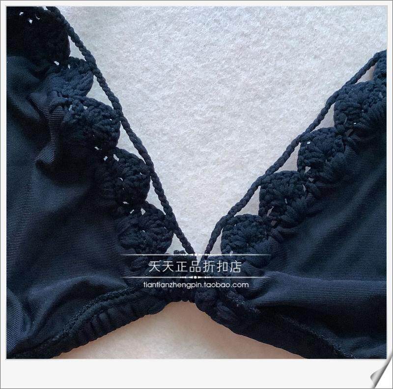 Женская плавках 意大利calzedonia 黑底镂空钩花系带比基尼组合泳裤slc/rt01598