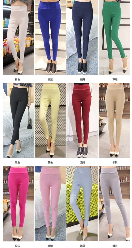 Mùa thu quần legging mỏng mặc quần bó sát kích thước lớn quần đen eo cao nữ chân 9 điểm quần quần