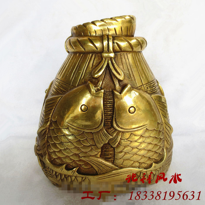 Pure copper fish basket copper pen holder storage tank year over year with home living room adornment swing piece for money deposit and money pot