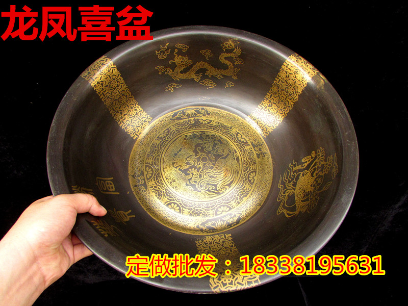 Special Price Copper Basin Dragon Phoenix Basin Washbasin Water Basin Wash Foot Basin Home Wedding Celebration pelvic foot bath Pedicure Basin