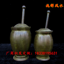 Antique bronze brass solid mashing tank pure copper traditional Chinese medicine pounding pestle mortar mortar mash copper Cup