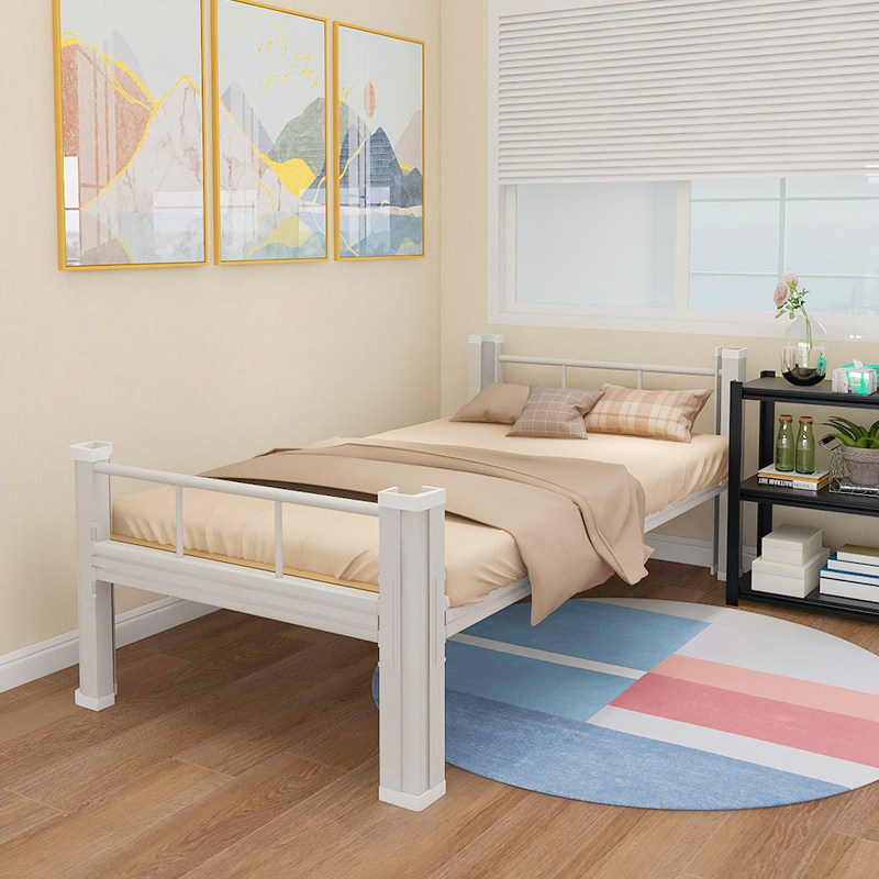 Dormitory iron sheet man bed 1.5 meters iron frame bed double bed 1.2 meters Nordic wrought iron bed rental house simple modern