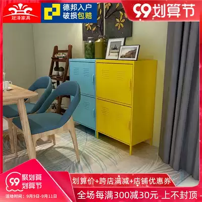 Nordic style modern simple steel home upper and lower two-door storage cabinet Cabinet Cabinet