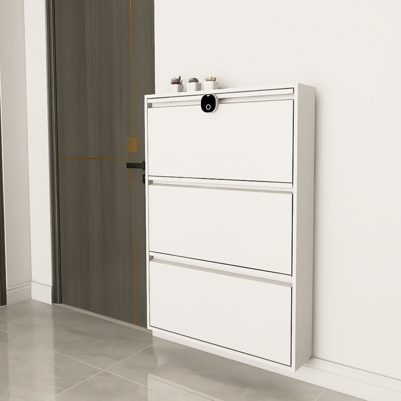 Fingerprint lock shoe cabinet household doorway large capacity to cover the doorway of the masonry locker cabinet ultra-thin shoe cabinet red