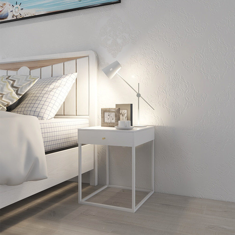 Modern simple iron sofa side drawers bedside table industrial wind side table bedroom creative movable small tea table