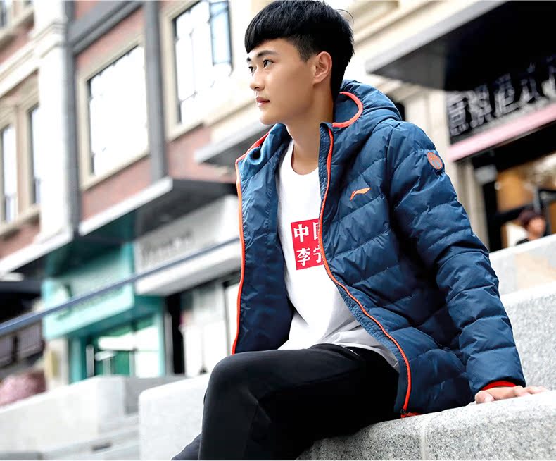 Li Ning down jacket 2018 mùa đông mới Wade cách nhẹ và mỏng màu đen ấm áp áo gió thể thao trùm đầu ngắn Cao