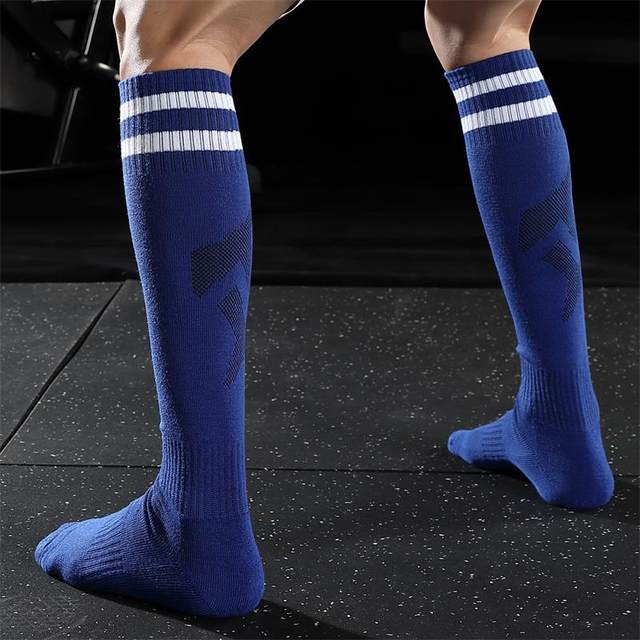 Jingmai Football Socks Men's Long Tube Football Socks Mid-Tube Sports Socks Mid-turn Socks Thickened Towel Bottom Over-the-Knee Stockings