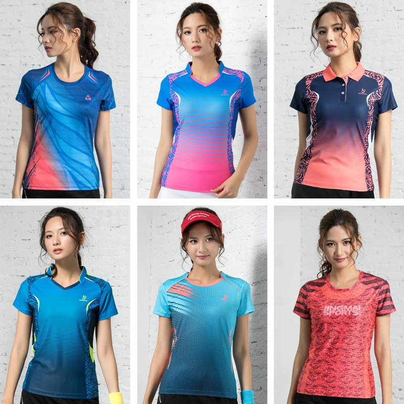 Jingmai 2021 new quick-drying badminton suit women's top table tennis suit women's tennis sportswear short-sleeved summer
