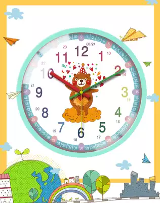 Hipster Mute Wall Clock Cute Cartoon Learning Clock Living Room Home Classroom Children Room Bedroom Quartz Clock