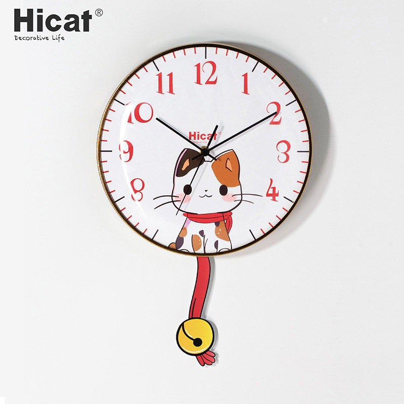 Swing Tail Cat Muted Watch Home Living Room Minimalist Modern Light Lavish Hanging Bell Personality Creative Fashion Cartoon Watch