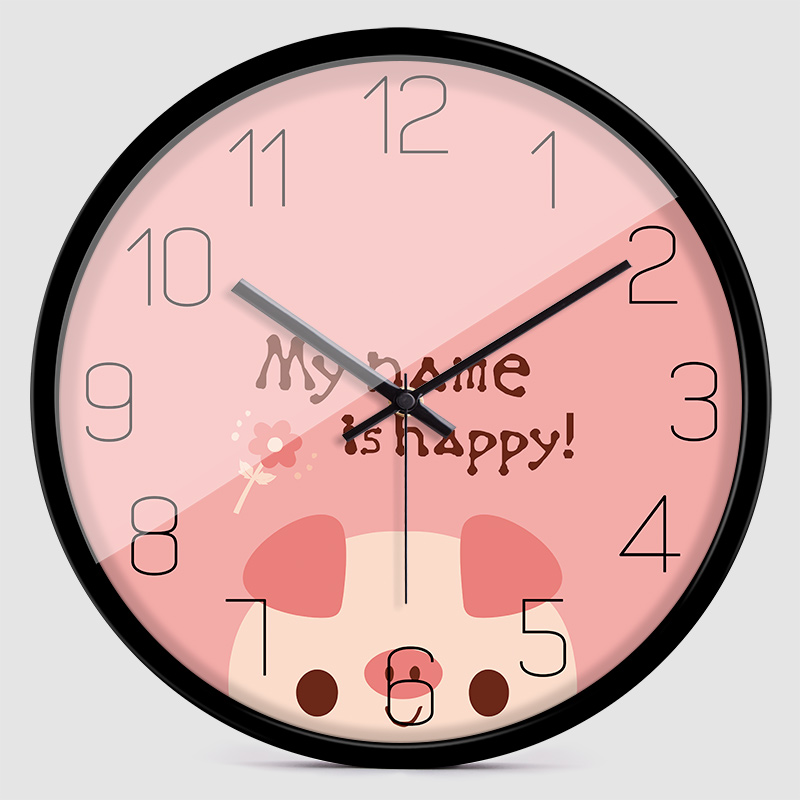 HICAT simple mute wall clock cute cute pet cartoon personality creative living room bedroom quartz clock