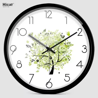 HICAT modern simple mute wall clock Cartoon small tree creative wall clock living room bedroom personality fashion quartz clock
