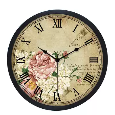 Retro wall clock mute simple digital clock bedroom North Europe and America modern living room creative personality Net red quartz clock