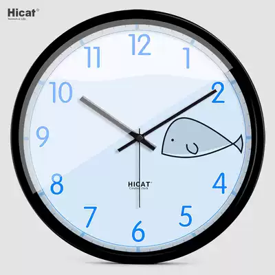 HICAT crazy kitten blue whale creative wall clock bedroom kitchen children's room home electronic quartz clock