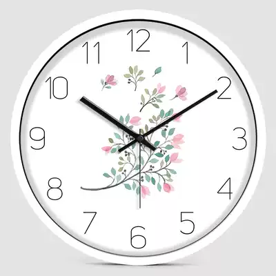 Creative simple watercolor flower plant wall clock Nordic living room bedroom silent quartz clock home personality modern Wall watch