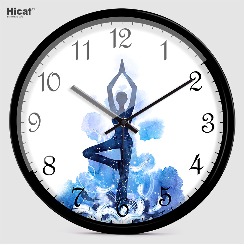 HICAT Gym Yoga Studio Studio Modern Art Deco Wall Clock Mute Wall Watch Creative Clock