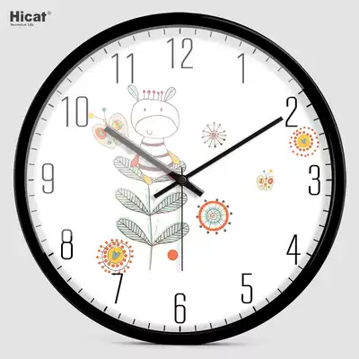 HICAT modern fashion simple cartoon mute wall clock creative personality bedroom living room children's room quartz clock