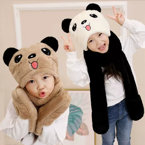 Детский шарф подходит для мужчин и женщин с капюшоном, перчатки, раздельный демисезонный удерживающий тепло комплект, в корейском стиле, 3 предмета