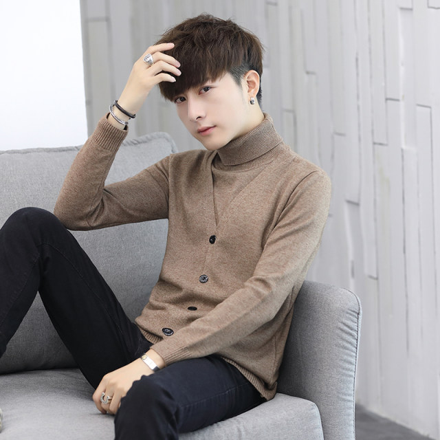 Men's sweater turtleneck thickened sweater autumn new Korean style trendy bottoming sweater autumn and winter clothing tops