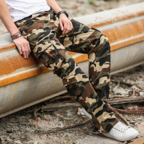 spring autumn multi pocket casual pants men's loose cargo pants men's straight outdoor pants men's plus size camouflage pants