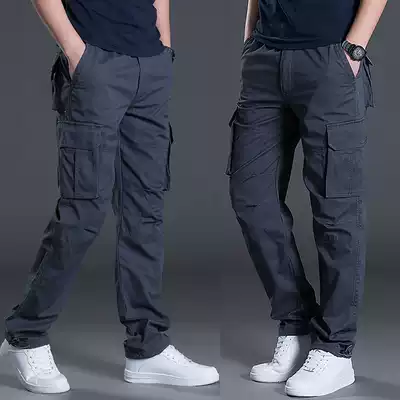 Overalls men's pants casual overalls labor insurance wear-resistant straight loose summer thin multi-pocket summer men's clothing