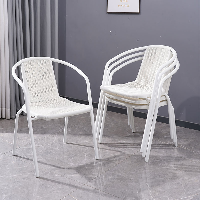 Single Backrest Chair, Imitation Rattan Chair, Home Dining Chair, Office Chair, Outdoor Leisure Adult Stool, Balcony Table and Chair Set