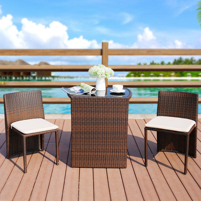 Modern minimalist balcony table and chair combination outdoor rattan chair three-piece leisure rattan small coffee table mini simple waterproof