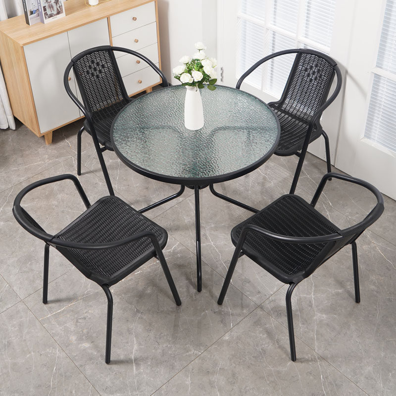 Outdoor Table And Chairs Patio Casual Suit Combined Open-air Iron Art Outdoor Balcony Rattan 3-5 pieces Waterproof Sunscreen